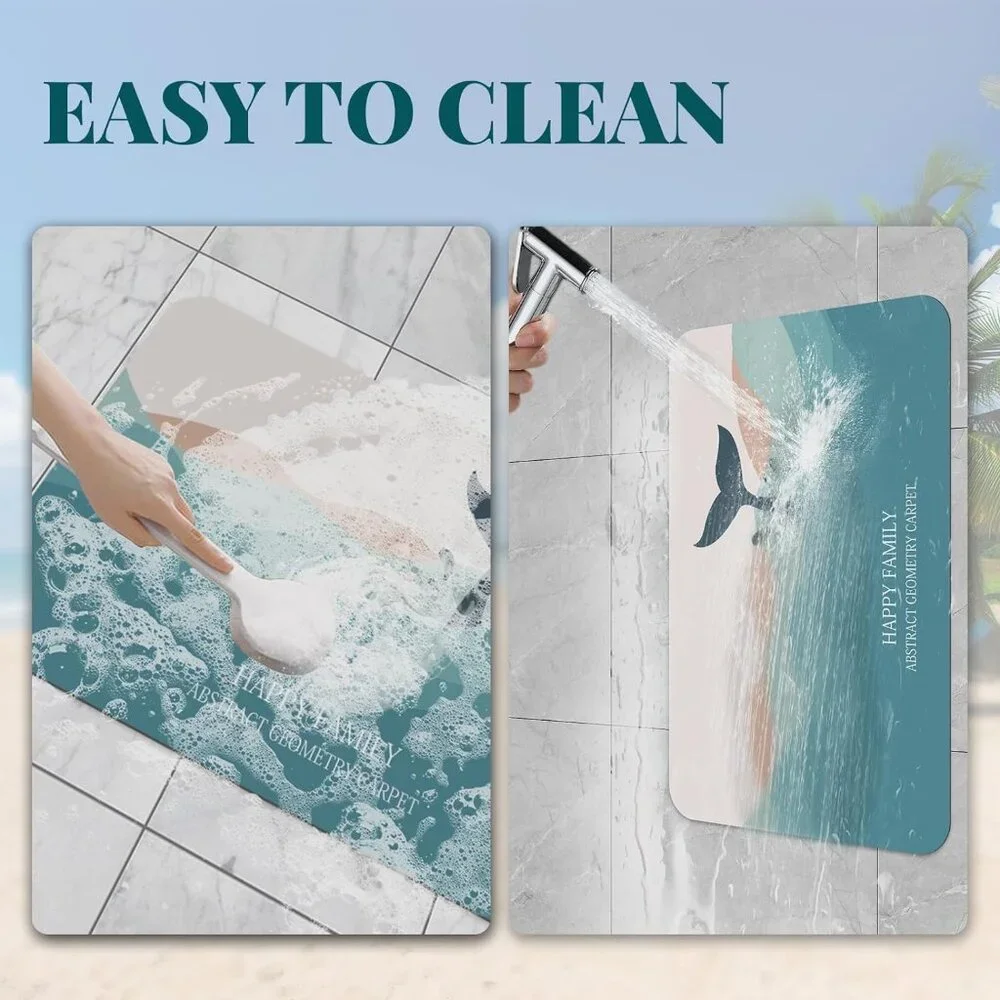 Non Slip Quick Dry Bath Mat Teal Green Washable 35x24 inches